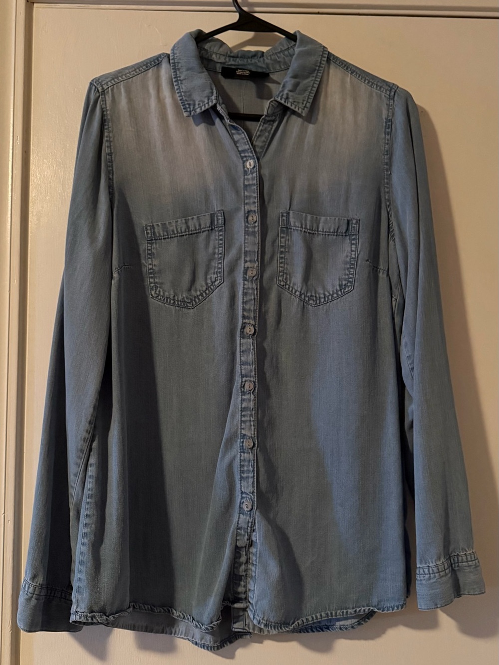 Wendy Bellissimo Light Blue Denim-Style Casual Button Down Shirt